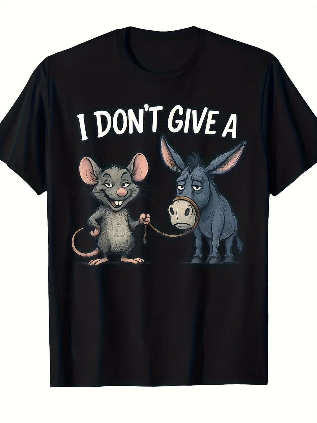 Funny "I Don't Give A Rat's" T-Shirt | Sarcastic Mouse & Donkey Graphic Tee