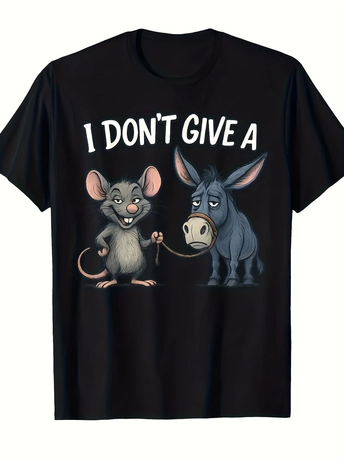 Funny "I Don't Give A Rat's" T-Shirt | Sarcastic Mouse & Donkey Graphic Tee