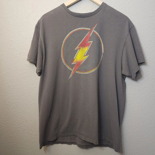 The Flash Shirt Mens  Large Gray Graphic Crew Neck Short Sleeve Distressed
