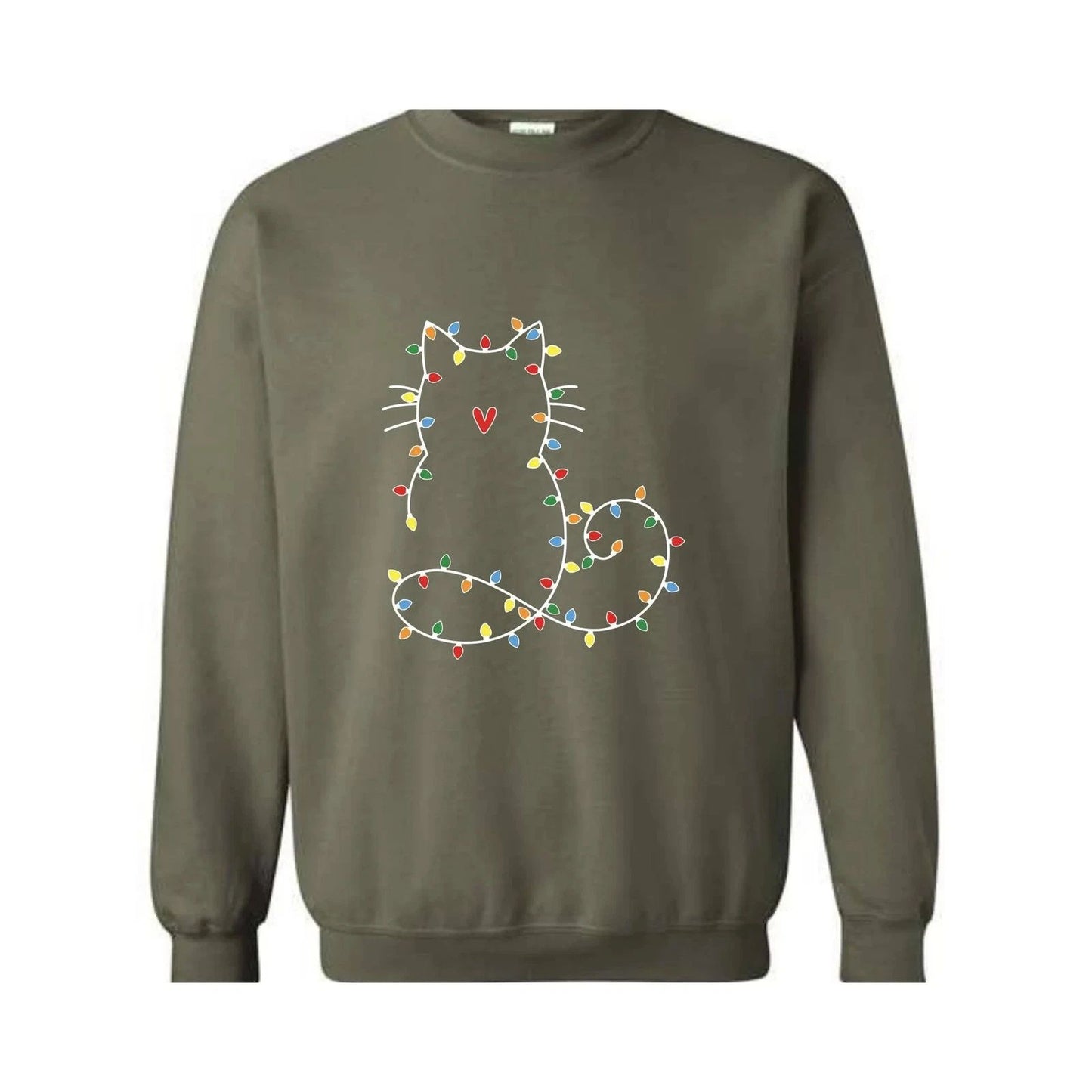 Cute Cat Christmas Lights Sweatshirt, Cat Lover Gift, Christmas Sweatshirt, Holi