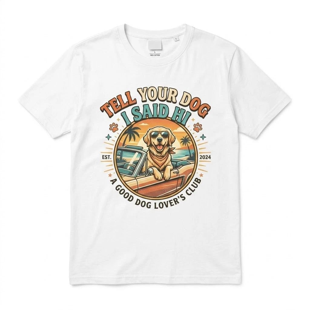 Tell Your Dog I Said Hi T-Shirt Retro Golden Retriever Dog Lover Gift