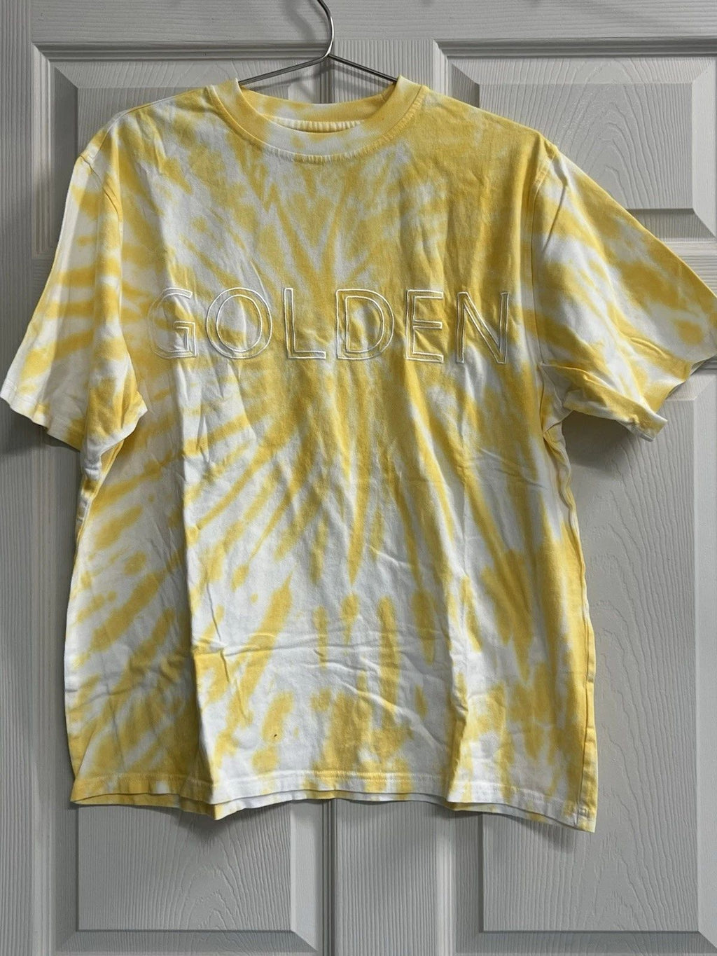 Post Surf Men's Short Sleeve Golden Yellow Tie Dye T-Shirt - Size Large - VGUC