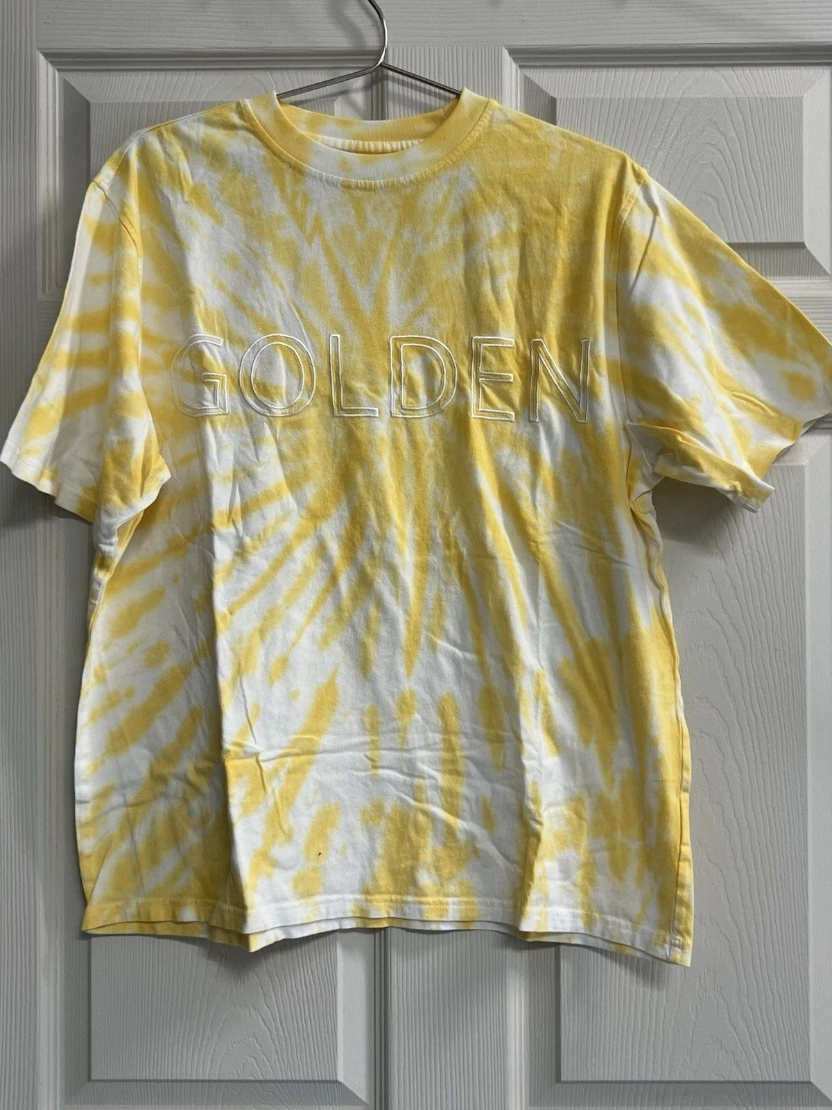 Post Surf Men's Short Sleeve Golden Yellow Tie Dye T-Shirt - Size Large - VGUC