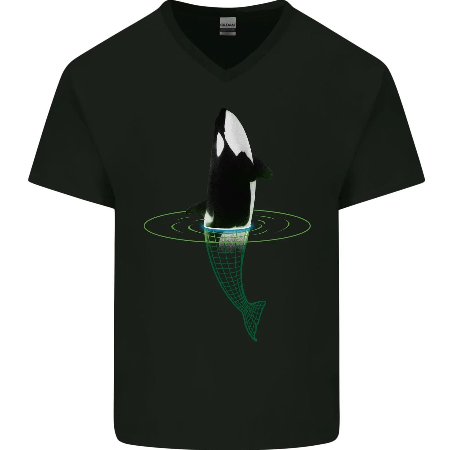 A SCI-FI Orca Whale Mens V-Neck Cotton T-Shirt