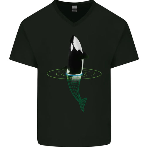 A SCI-FI Orca Whale Mens V-Neck Cotton T-Shirt
