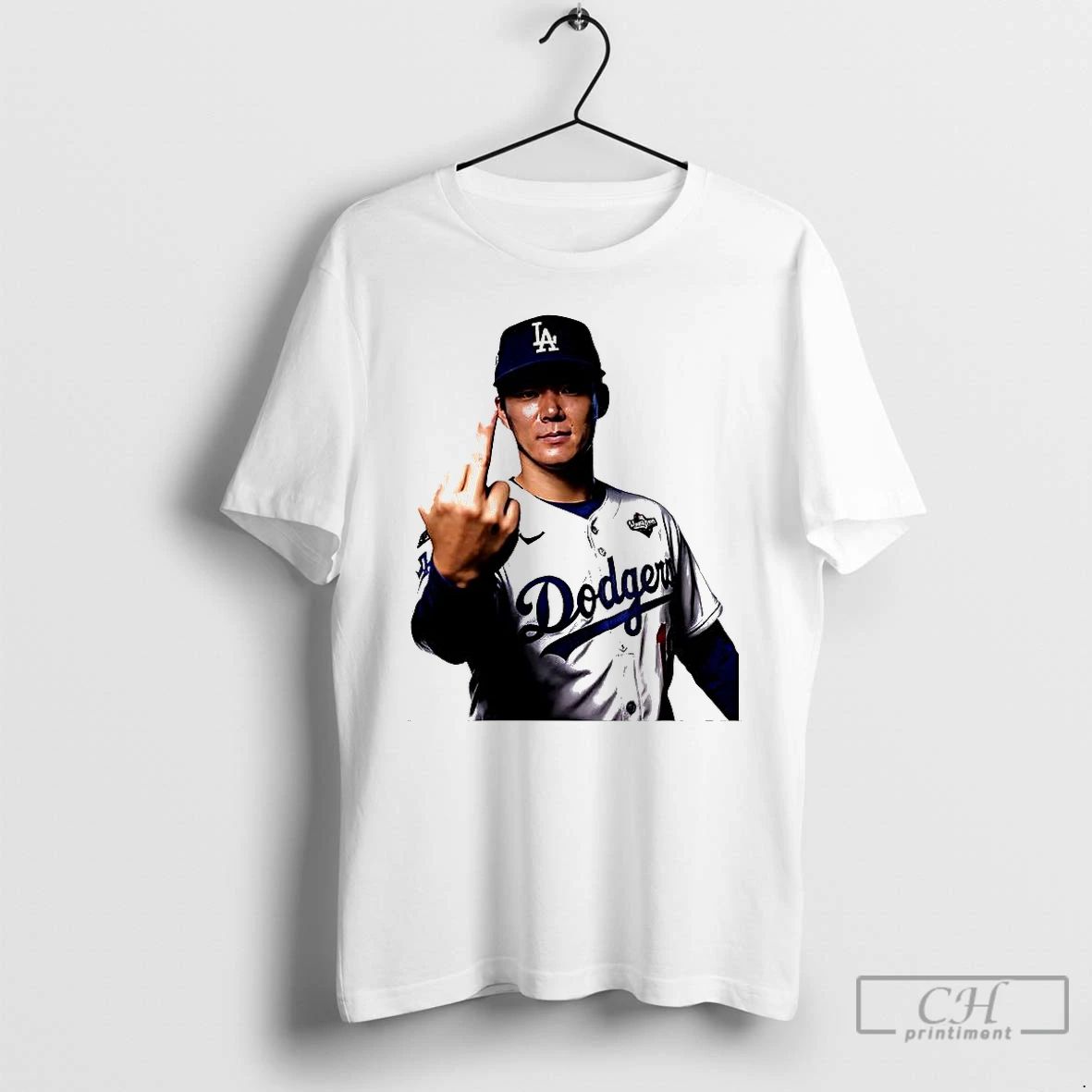 Premium Yoshinobu Yamamoto Middle Finger Los Angeles Dodgers World Series 2025 T Shirts