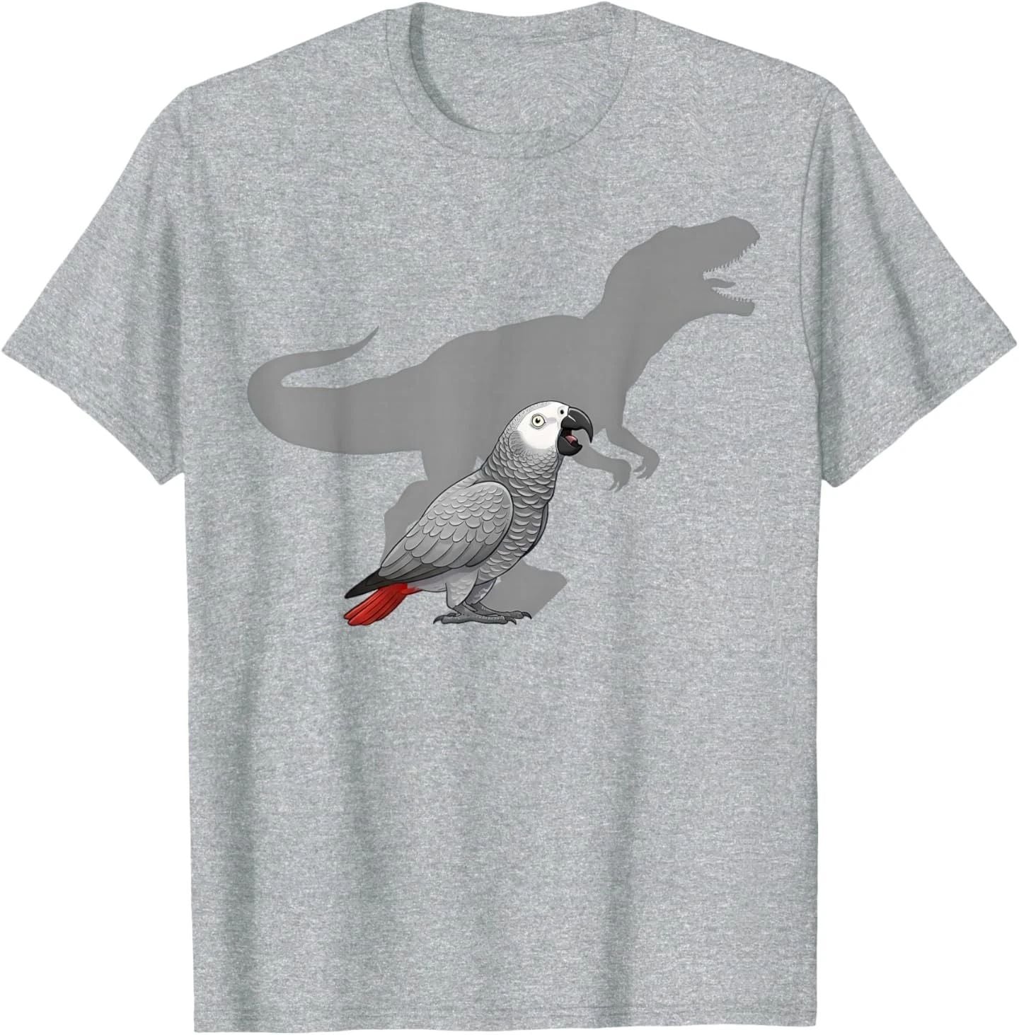 African Grey Parrot with T rex Shadow Bird Lovers T-Shirt
