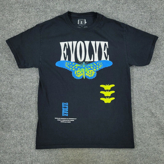 IML Shirt Men's Medium Black Evolved Butterfly Isaac Morris Graphic Short Sleeve