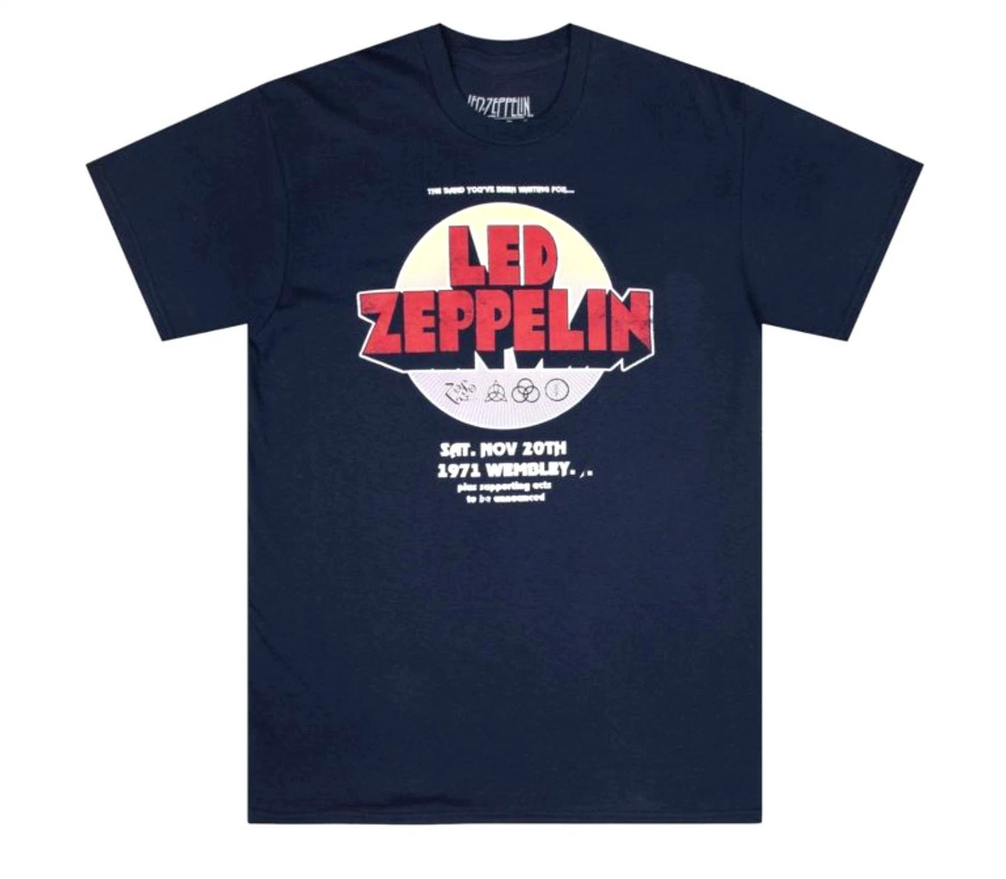 Rock Band Led Zeppelin Short Sleeve Graphic 1971 Wembley T-Shirt New