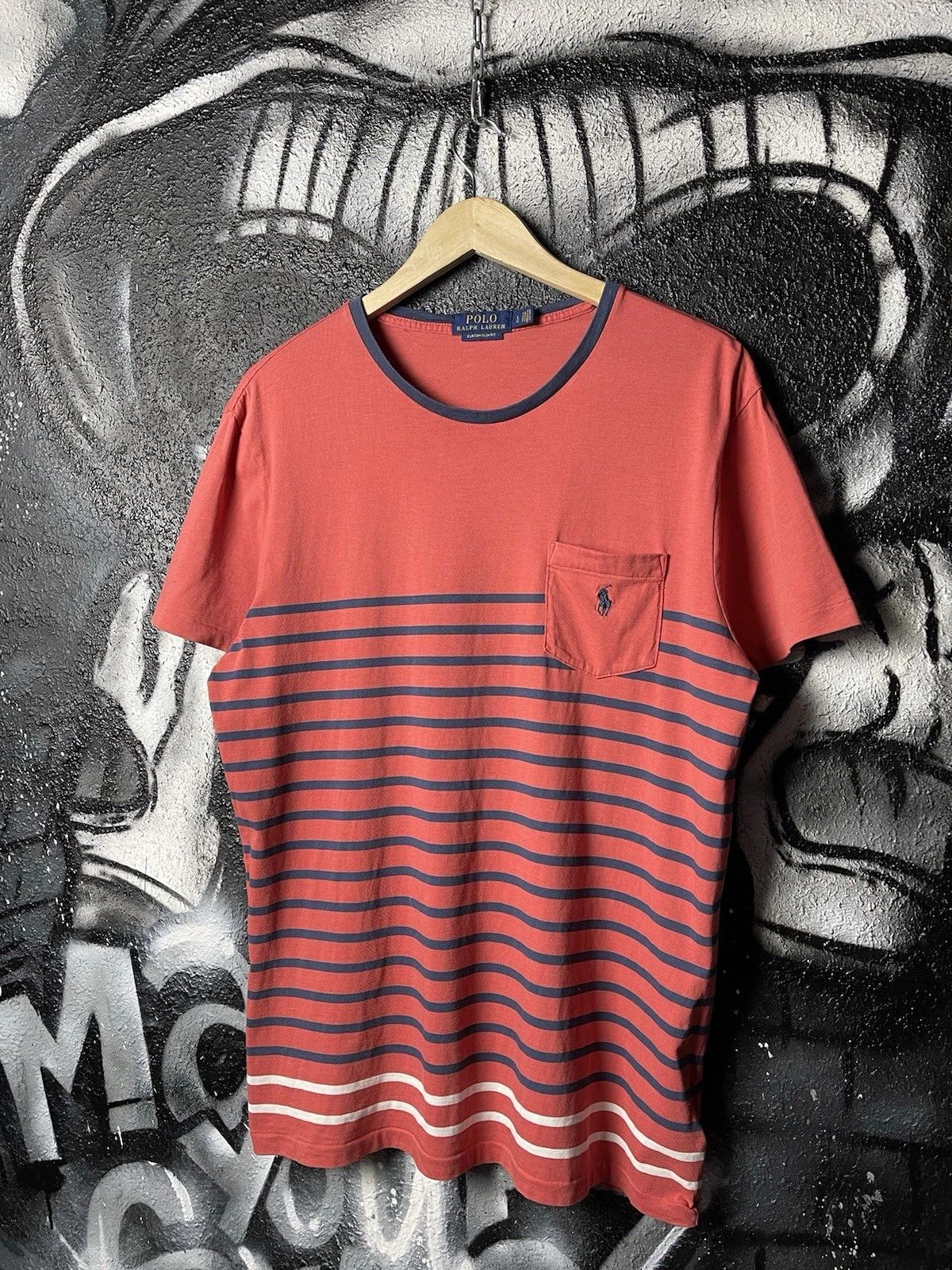 Polo Ralph Lauren Custom Slim Fit Pocket Logo Stripped T-Shirt Men’s Size L