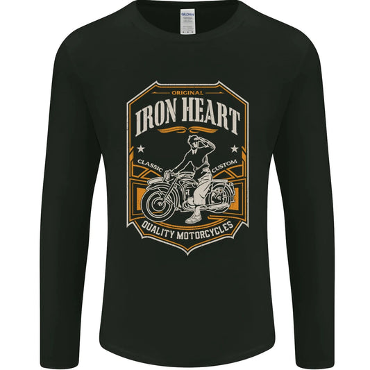 Iron Heart Biker Motorcycle Motorbike Mens Long Sleeve T-Shirt