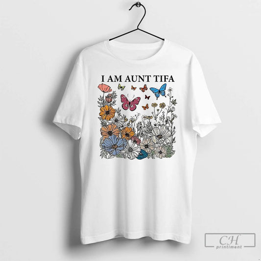 Classic I Am Aunt Tifa Flowers And Butterflies T Shirts
