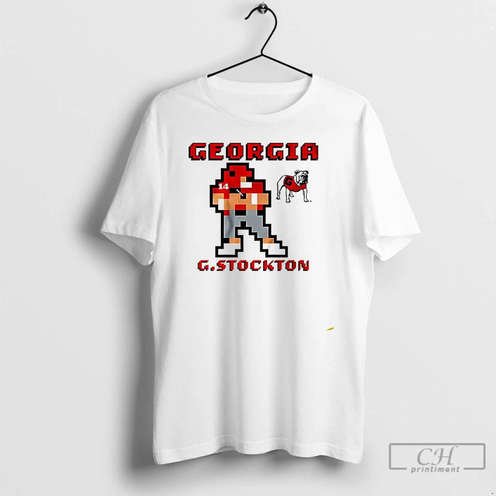 Premium Georgia Bulldogs Football Gunner Stockton Pixel T Shirts