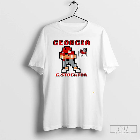 Premium Georgia Bulldogs Football Gunner Stockton Pixel T Shirts