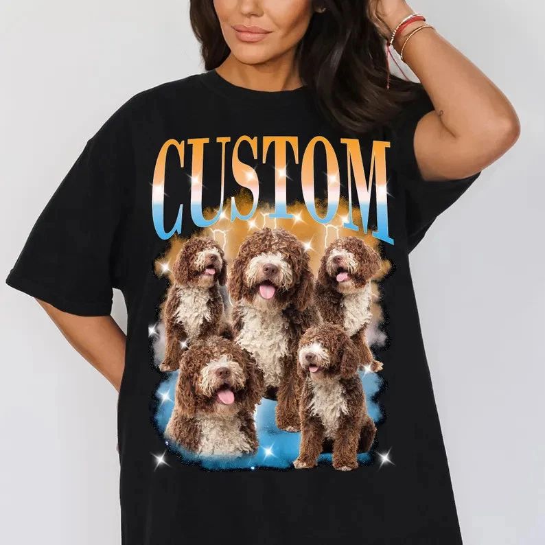 Custom Photo Dog Face Comfort Tee Personalized Pet Lover Shirt