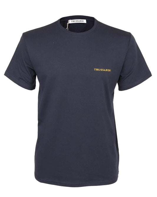 NWT TRUSSARDI Milano T-SHIRT crewneck cotton Navy blue luxury Italy XL