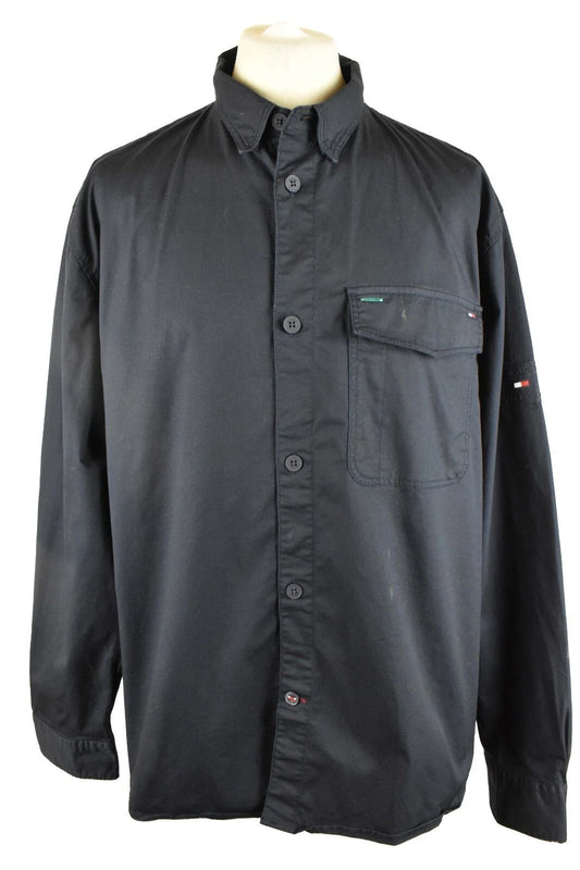 TOMMY HILFIGER Blue Long Sleeve Shirt size 2XL Mens Outdoors Outerwear Menswear