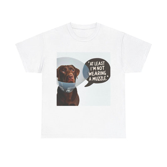 Unisex Adult T Shirt Humorous Labrador Protective Cone Lab Dog Pet Lover Humor