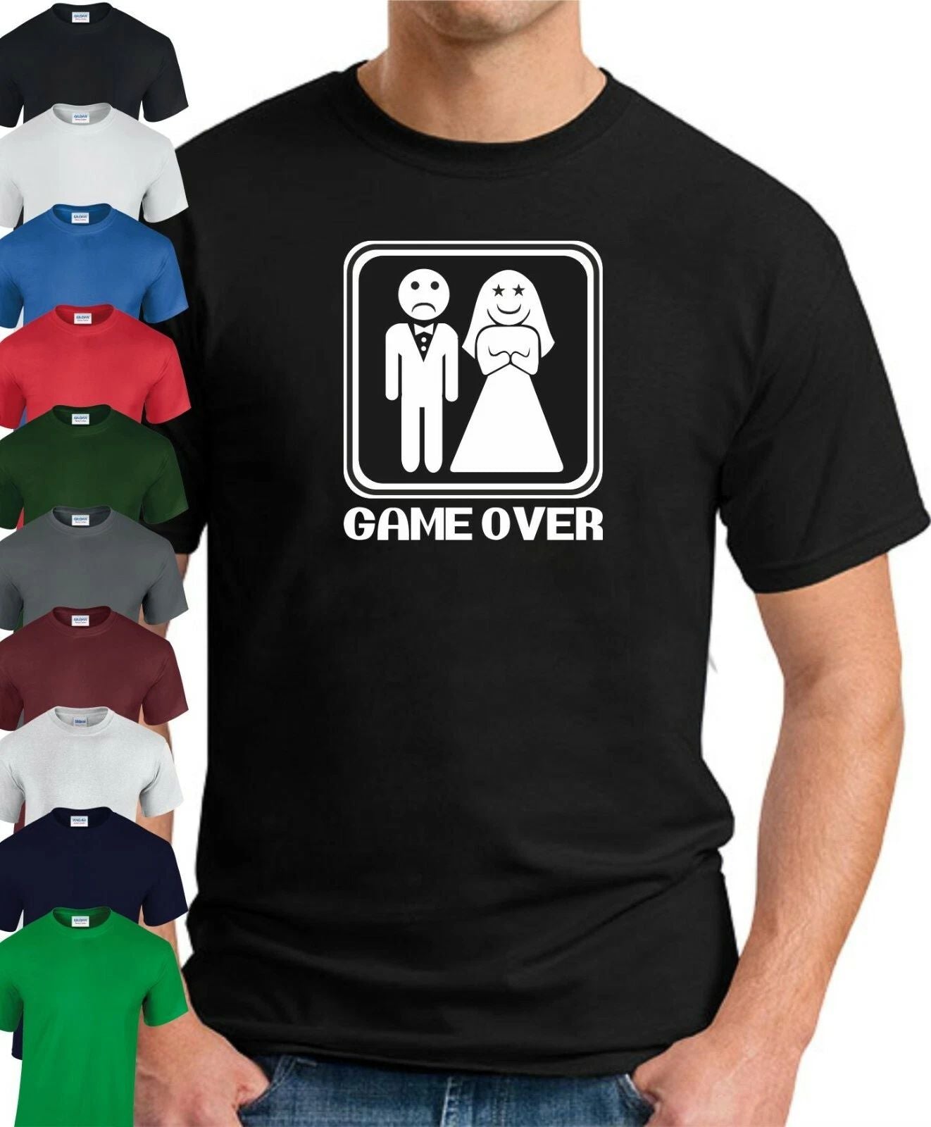 GAME OVER T-SHIRT > Funny Slogan Novelty Mens Geek Nerd Gift Wedding Stag Party
