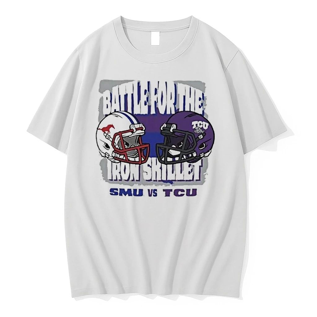 Smu Mustangs Vs Tcu Horned Frogs 2025 Battle For The Iron Skillet Helmet Tshirts Sweater