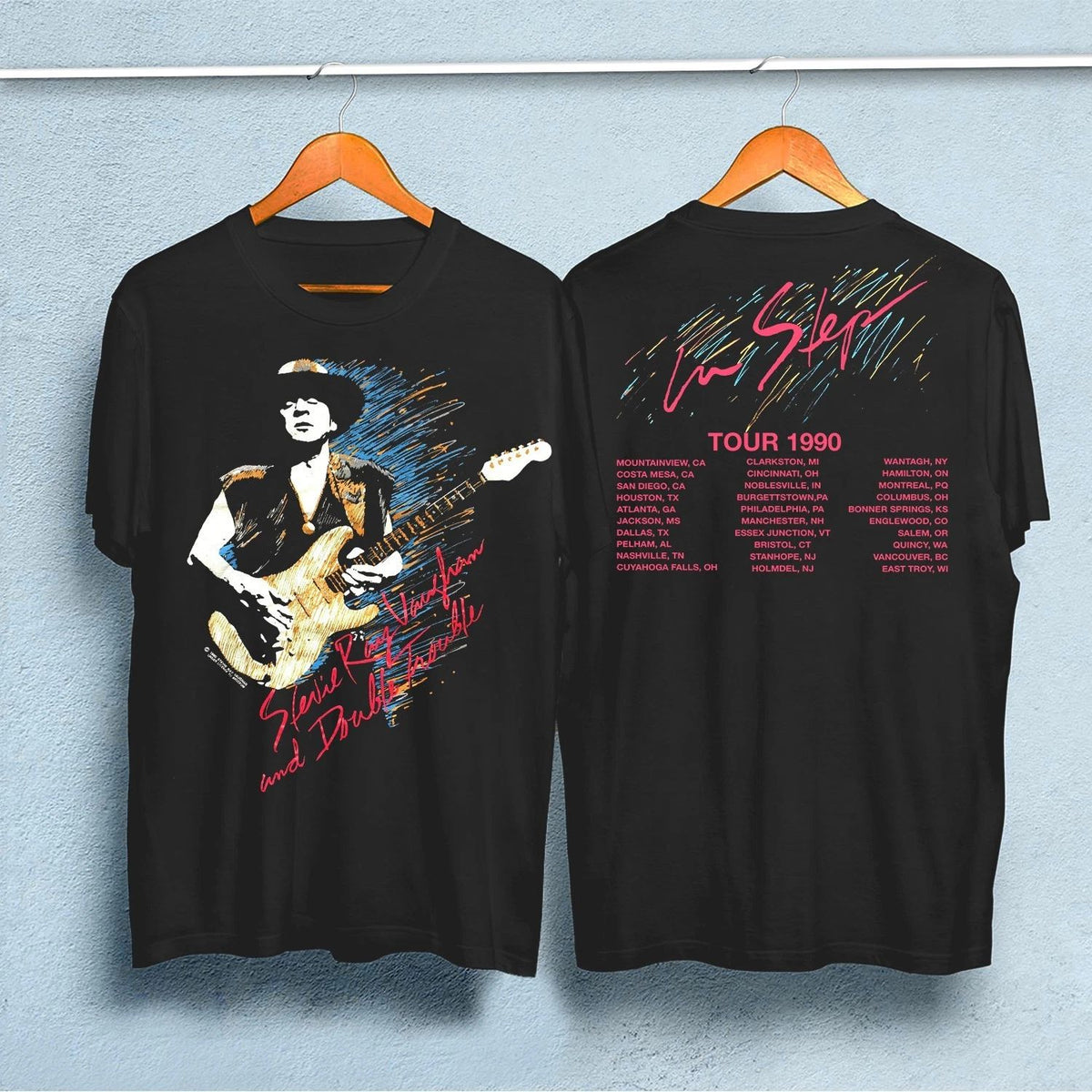 1990 Stevie Ray Vaughan In Step Tour T-Shirt Band Shirt