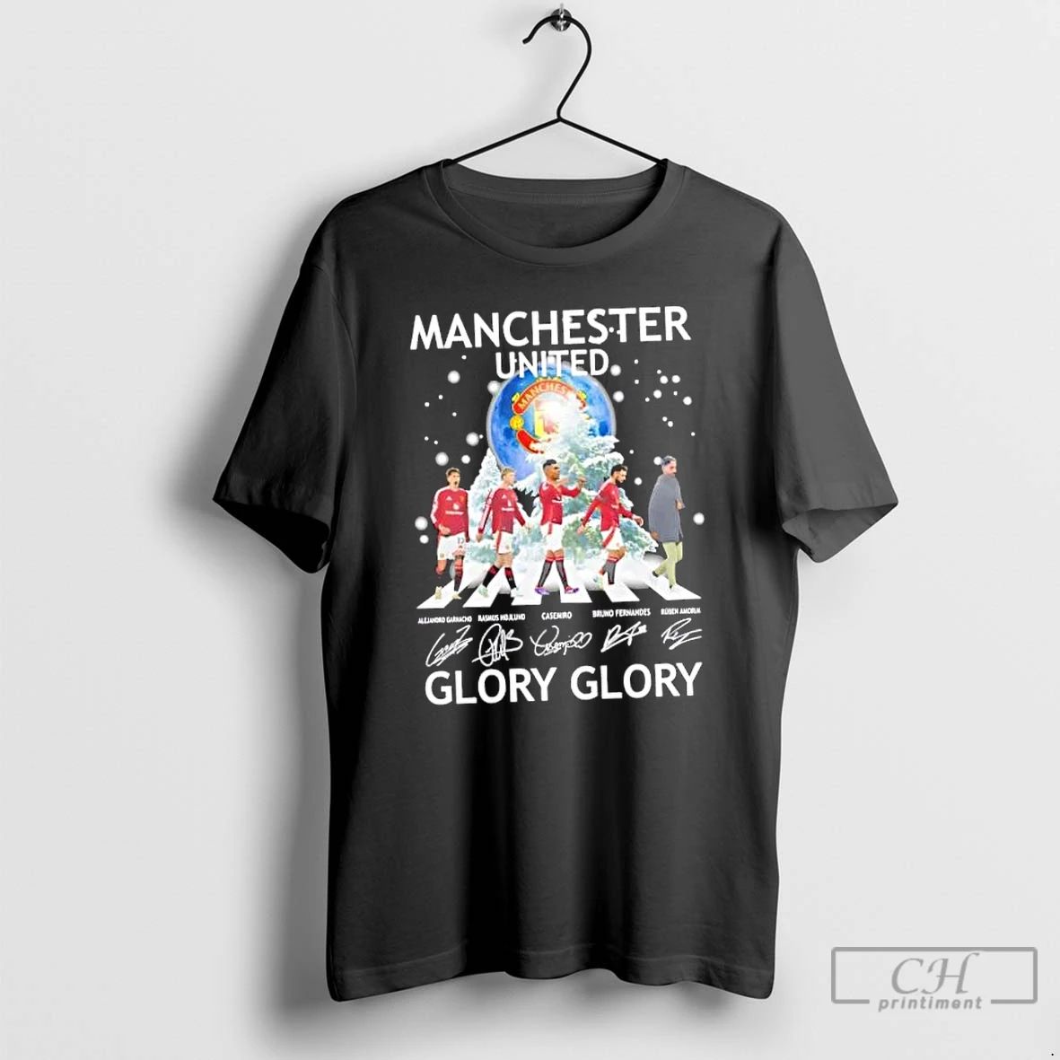 Classic Manchester United Ruben Amorim And Players Abbey Road Glory Glory T Shirts