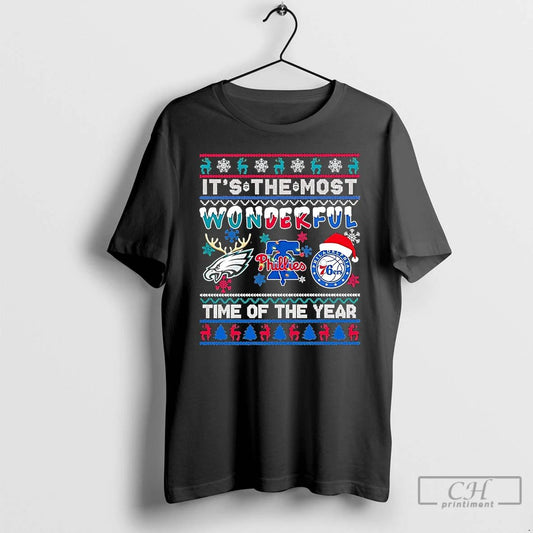 Classic Philadelphia Sports Teams Its The Most Wonderful Time Of The Year Christmas T Shirts