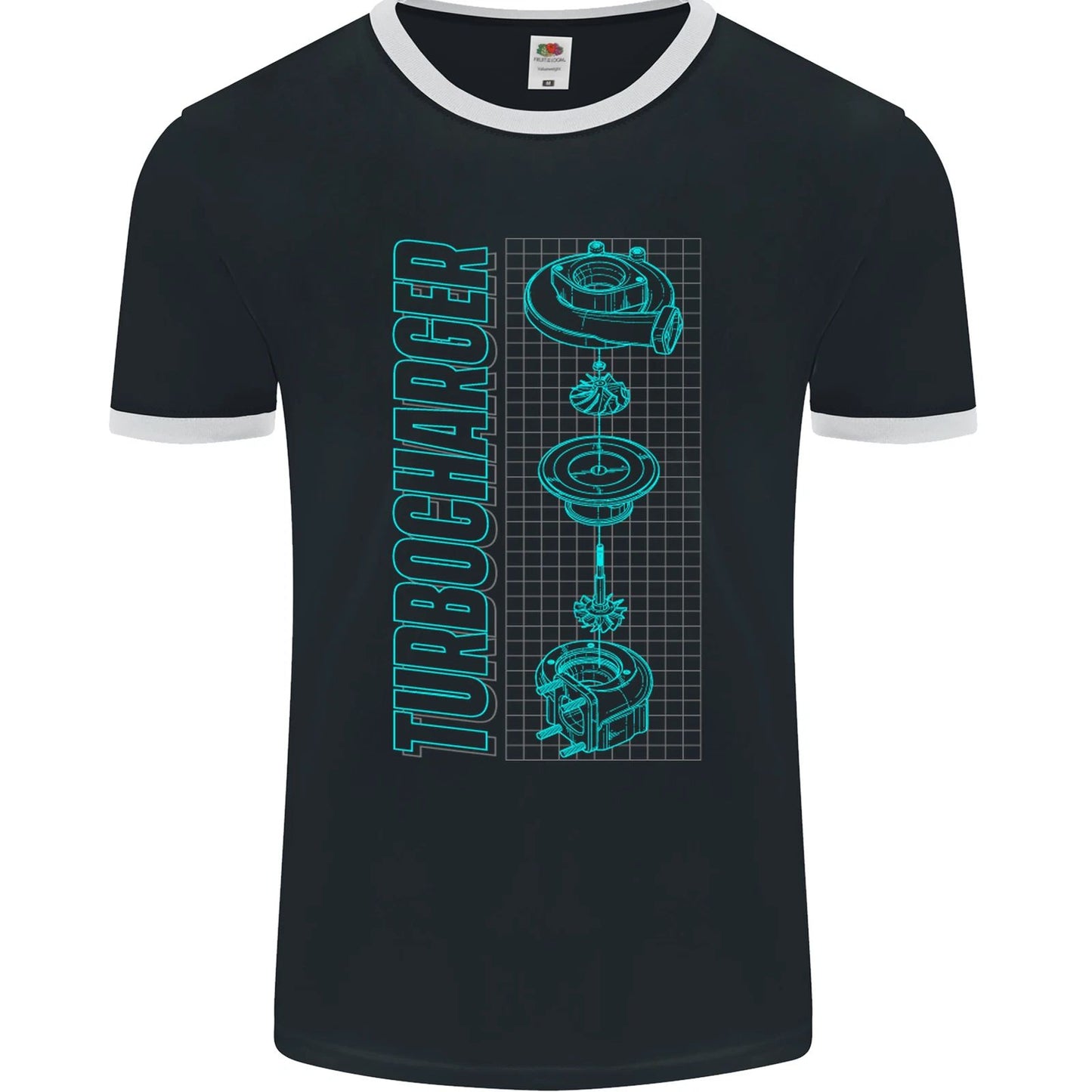 Turbocharger Schematics Muscle Car Drift Mens Ringer T-Shirt FotL