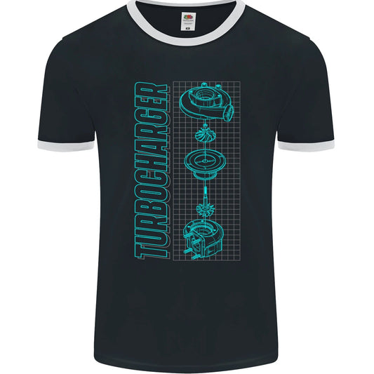 Turbocharger Schematics Muscle Car Drift Mens Ringer T-Shirt FotL