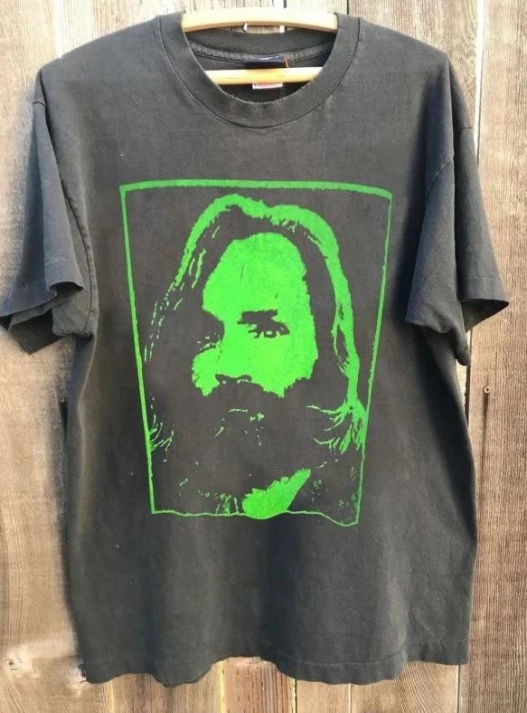Vtg Charles Manson Tour Rare Design Charcoal Unisex T shirt S-3XL