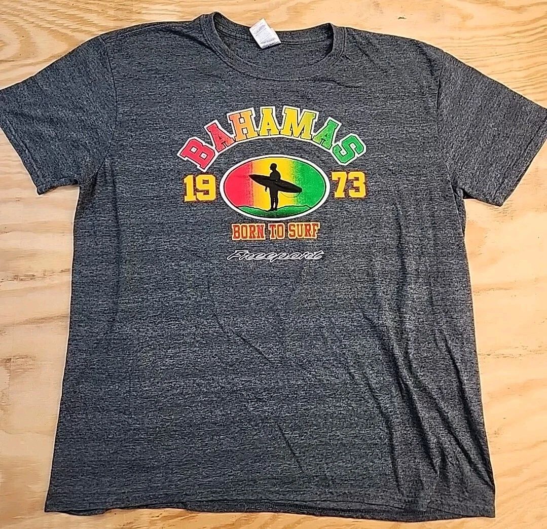 Bahamas Surf Graphics Dark Gray Cotton T-shirt Mens XL