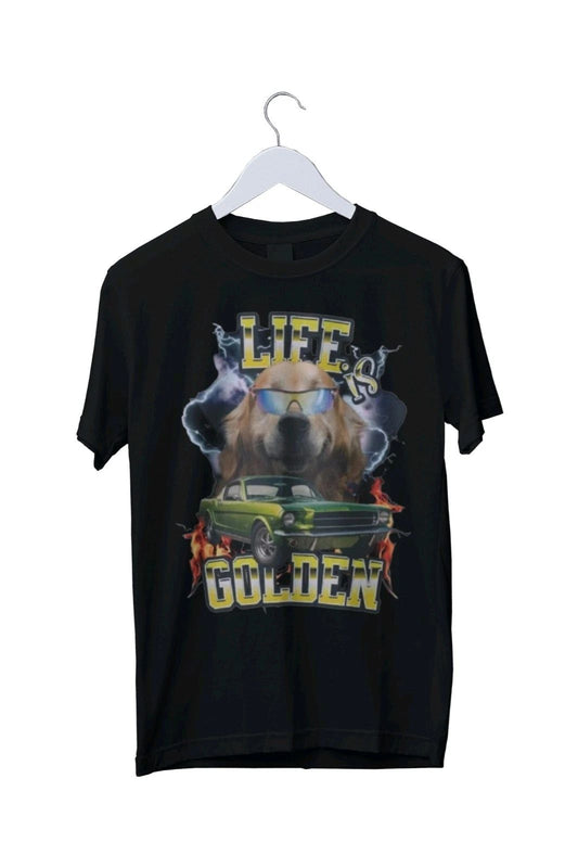 Stylish Cute Golden Retriever Graphic Print T-Shirt Mens S M L XL 2 3 4 XL