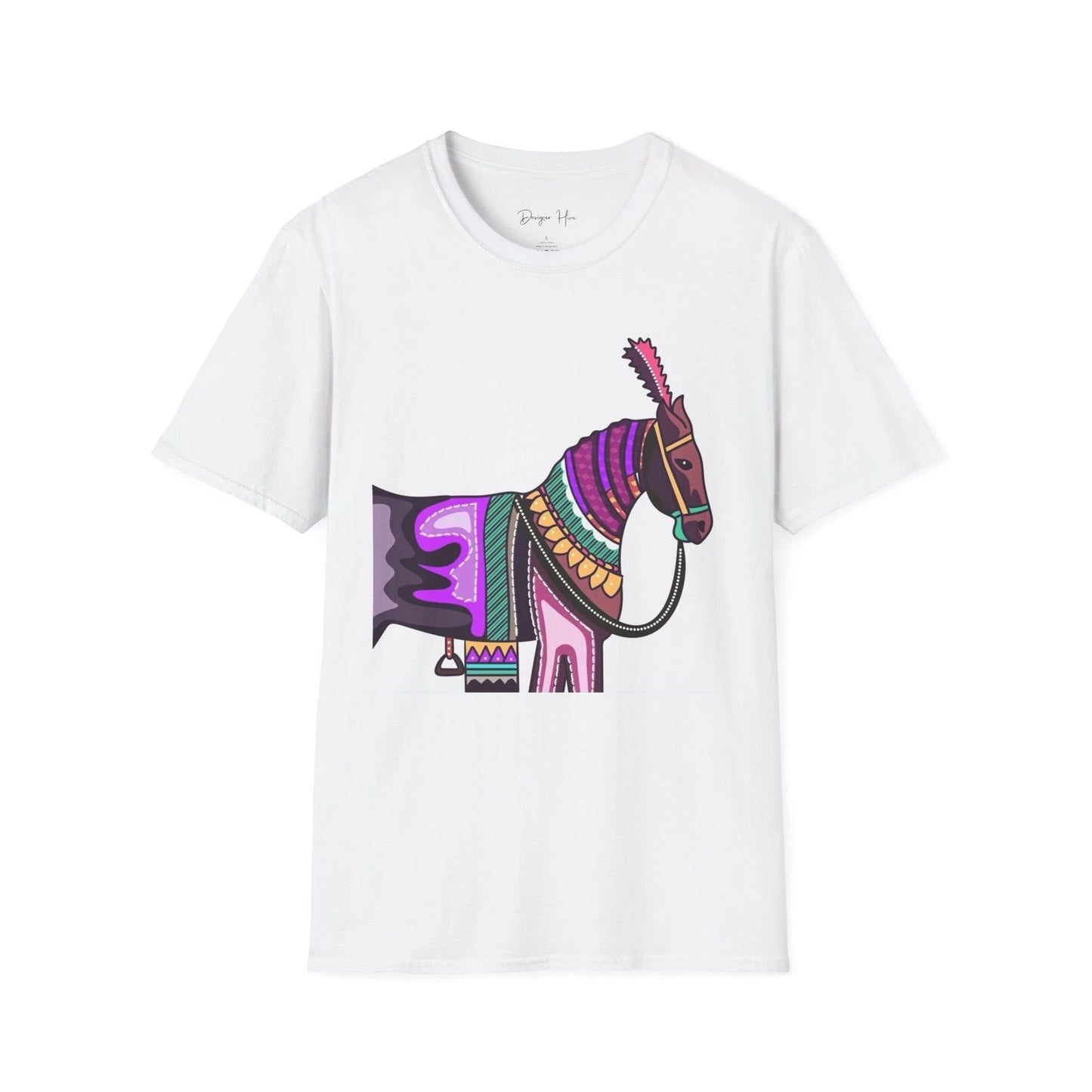 Colorful Decorative Donkey T-Shirt | Boho Folk Art Animal Tee