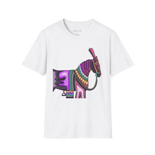Colorful Decorative Donkey T-Shirt | Boho Folk Art Animal Tee