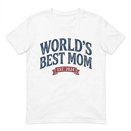 World's Best Mom Est 2024 T-Shirt New Mother Gift Retro Graphic Cotton Tee Top