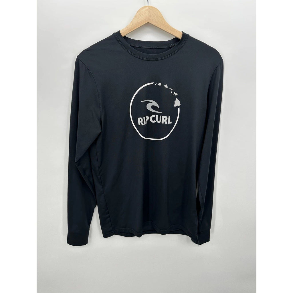 Ripcurl Mens T-Shirt Fit Long Sleeve Tee Sz S Black UPF 50+ Surf Swim Beach Vaca