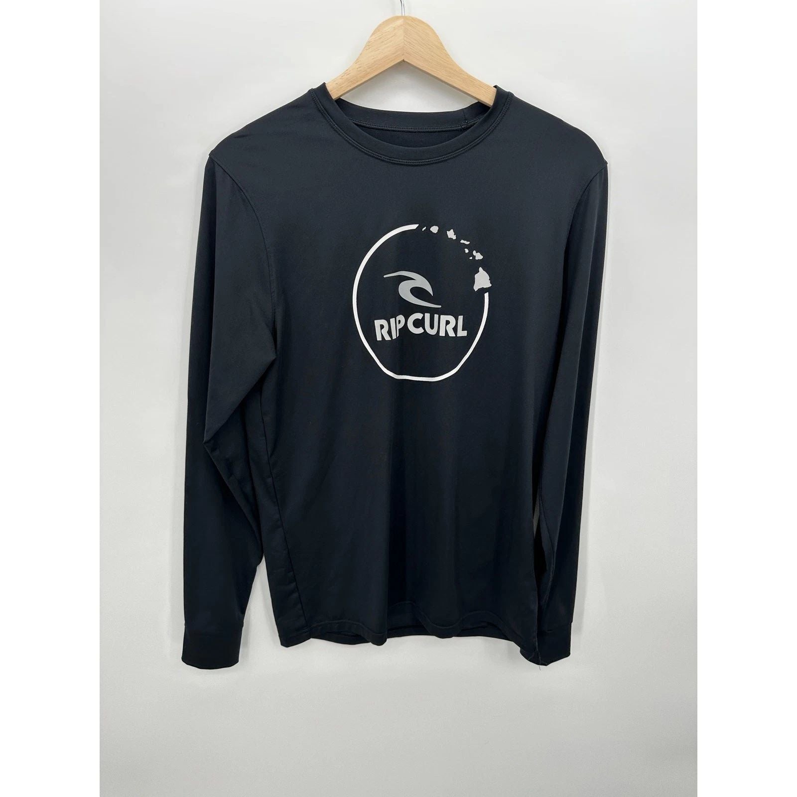 Ripcurl Mens T-Shirt Fit Long Sleeve Tee Sz S Black UPF 50+ Surf Swim Beach Vaca