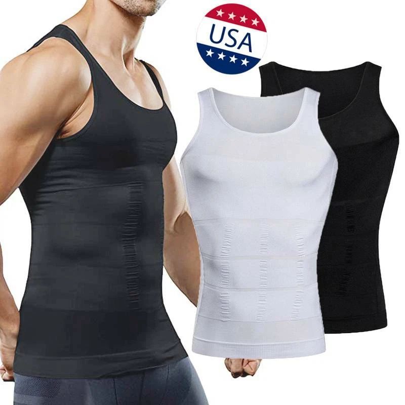 Men's Slimming Vest Body Shaper Abs Abdomen Compression Shirt Workout Tank Tops