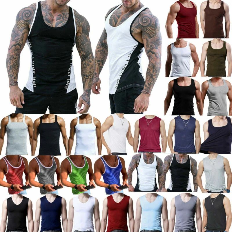 Tank top tee T-shirt muscle shirt armpit shirt plain classic men's BOLF basic