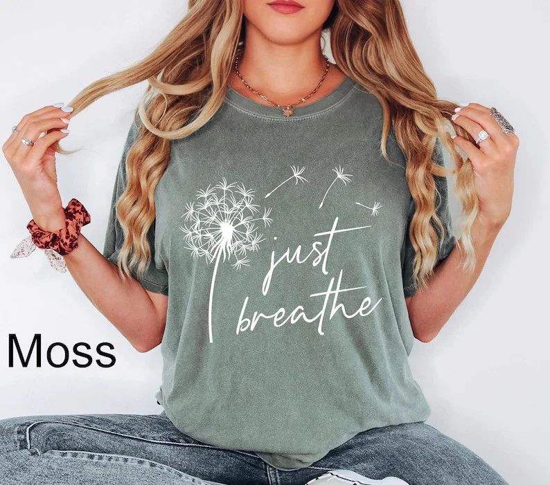 Just Breathe Meditation Comfort Tee Relaxing Yoga Zen
