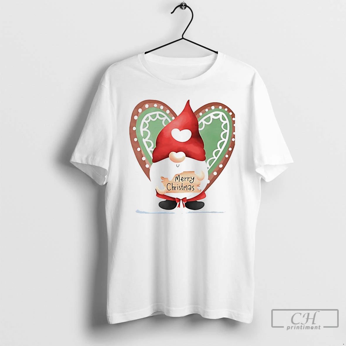 Classic Gnome Merry Christmas Sign Gingerbread White T Shirts