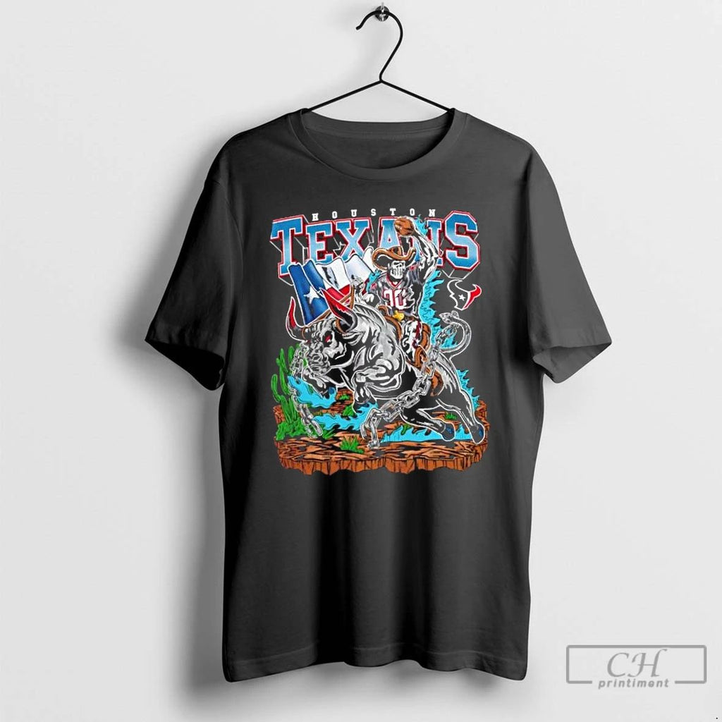 Classic Houston Texans Wrangler Football Fire Graphic T Shirts