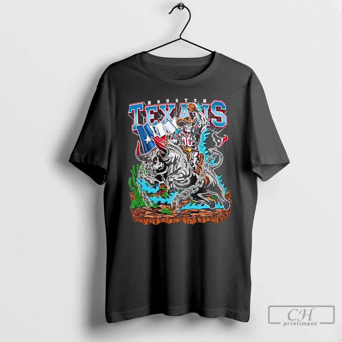 Classic Houston Texans Wrangler Football Fire Graphic T Shirts
