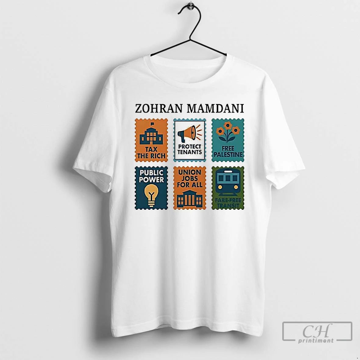 Premium Zohran Mamdani Tax The Rich Postage Stamps T Shirts