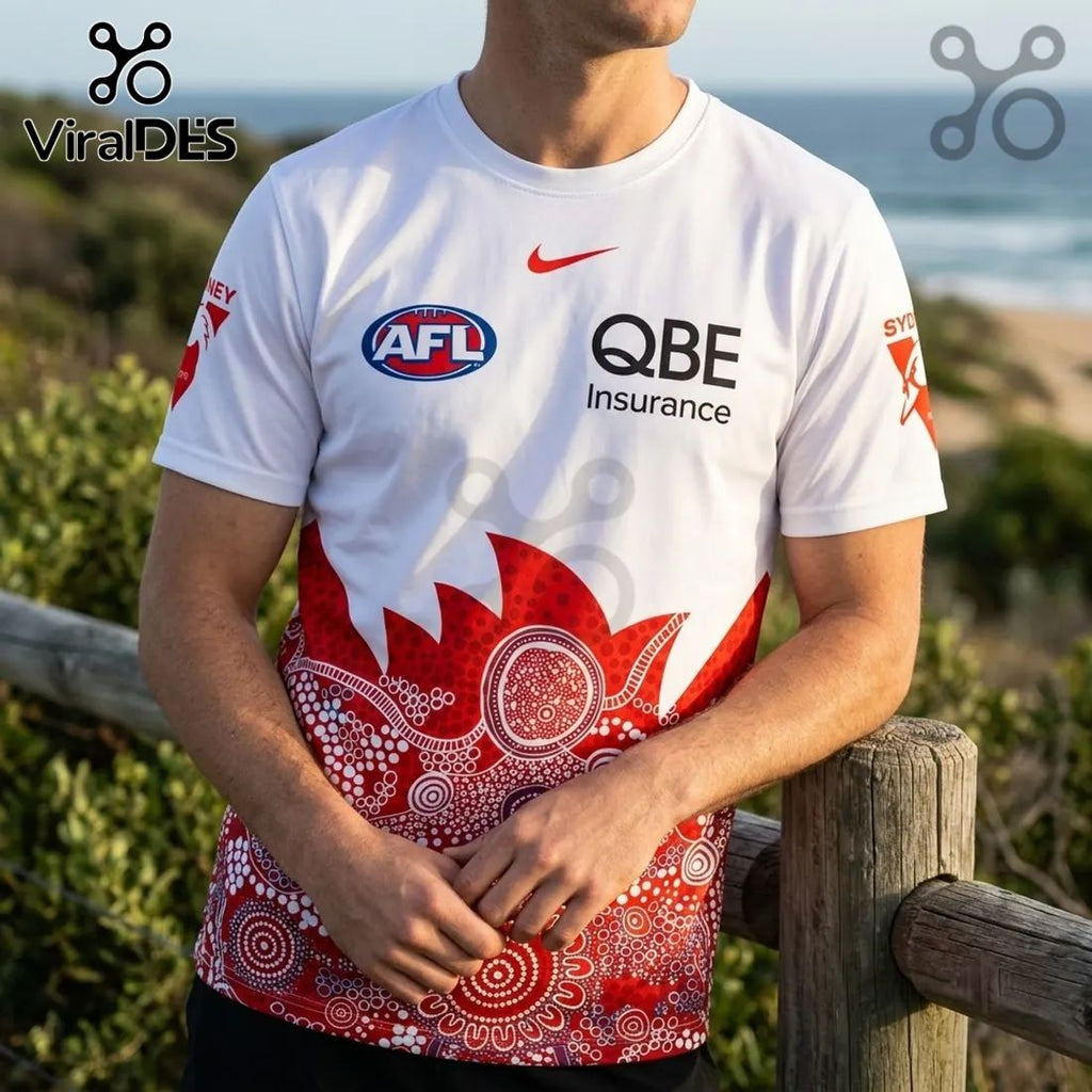 Sydney Swans White Indigenous Pattern Hoodie