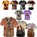 3D womens/mens Short Sleeve T-Shirt Casual Tops Tee Animal Kangaroo Neutral
