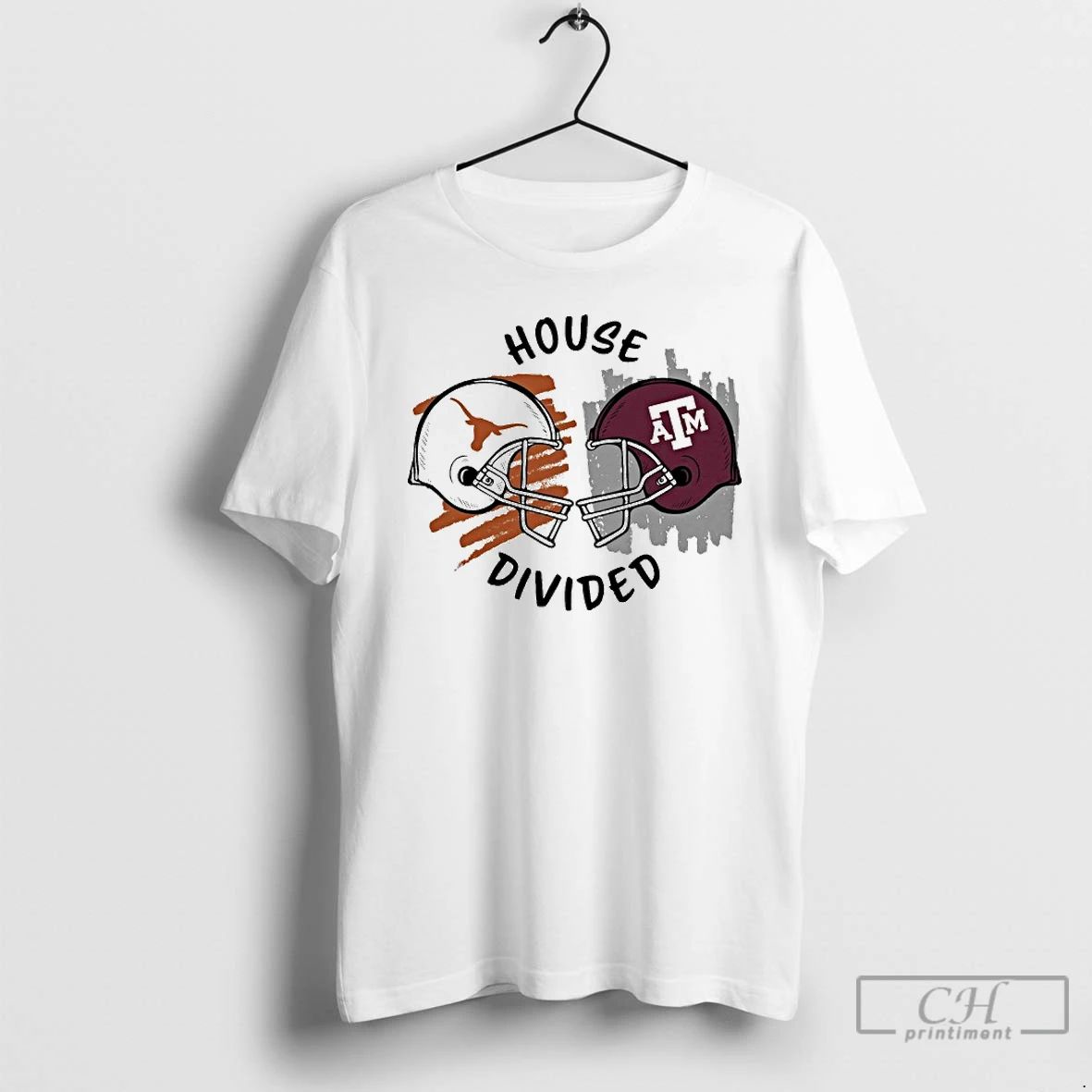 Premium Texas Am Aggies Vs Texas Longhorns House Divided Helmet T Shirts