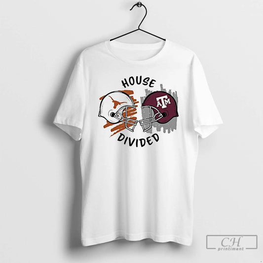 Premium Texas Am Aggies Vs Texas Longhorns House Divided Helmet T Shirts