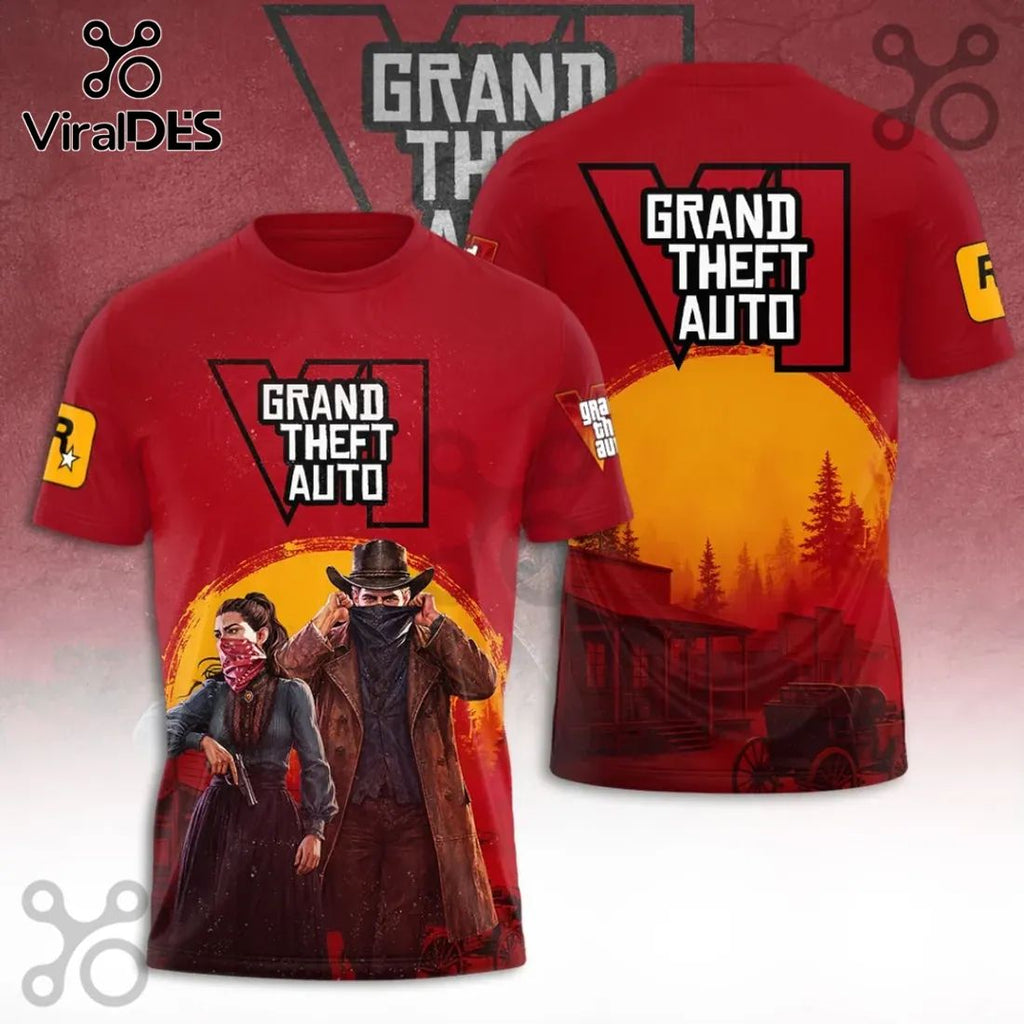 Grand Theft Auto VI Red Western Themed Shirt