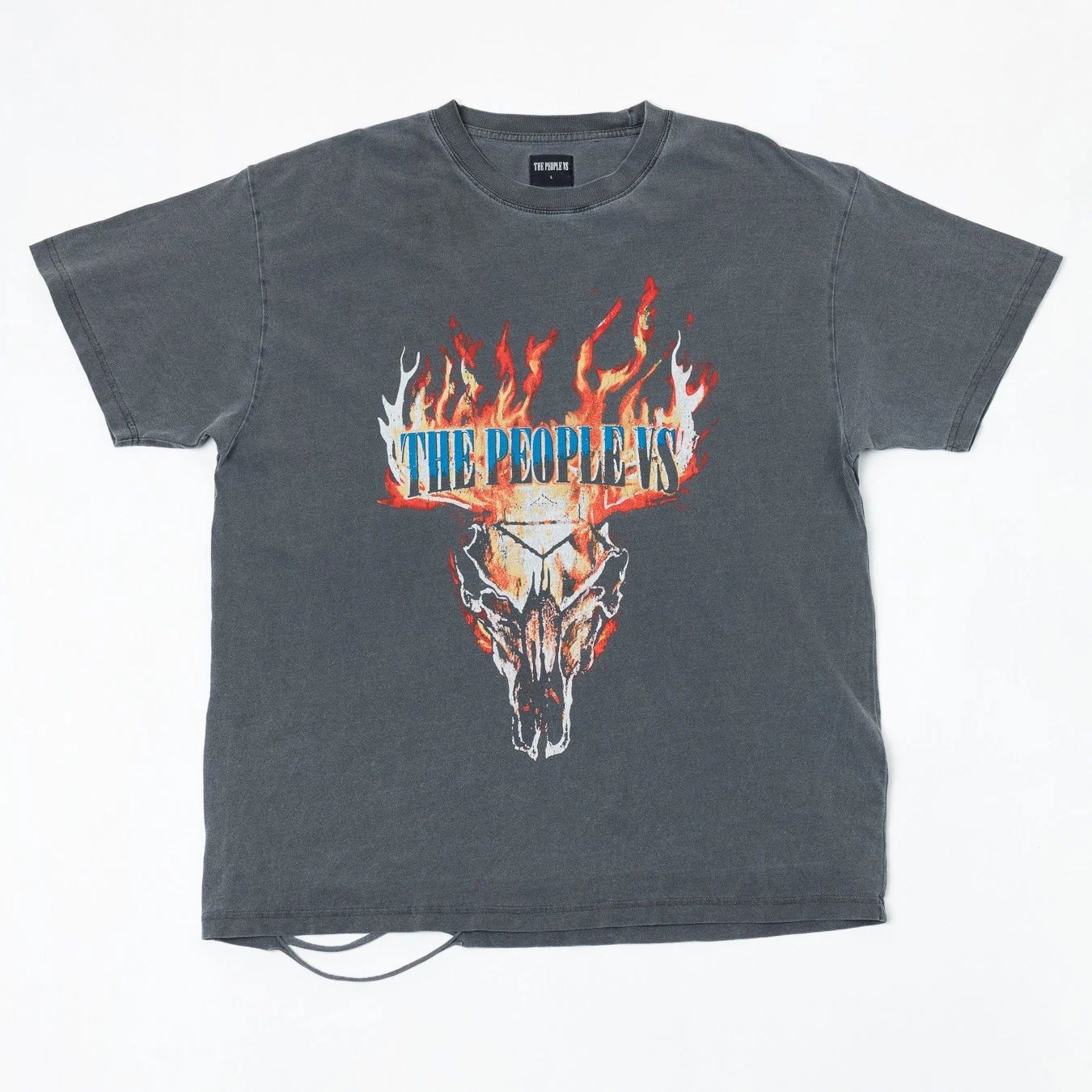 The People Vs Distressed T-Shirt Size L Flame Skull Graphic Streetwear Tee